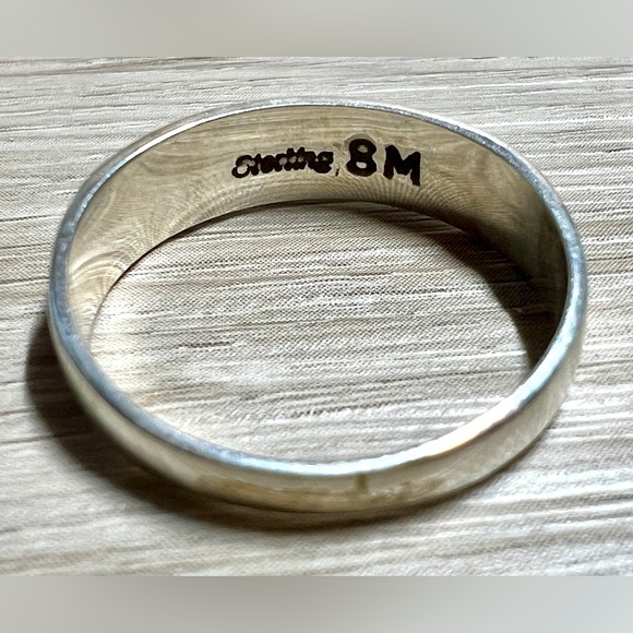 Native American Designer (8M) Sterling Silver Opal Lapis Onyx Inlay Band Ring - Picture 7 of 10